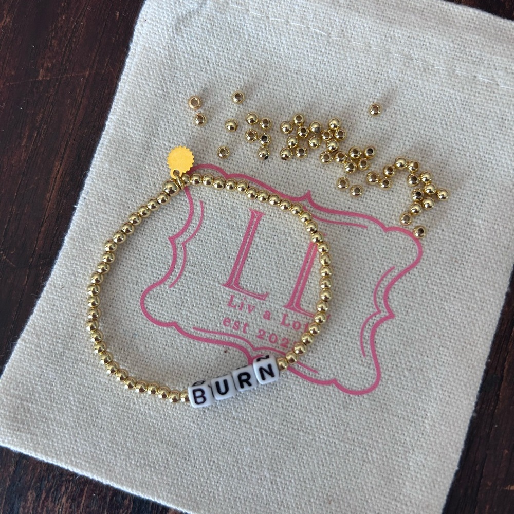 Gold bead bracelet CUSTOM. Message me with your word. $25 each